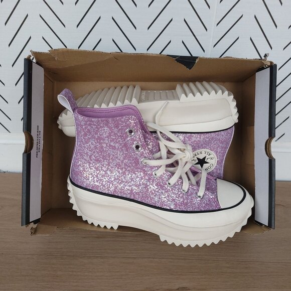 ⭐Converse Run Star Hike Hi Glitter Size 7.5 Women Shoes Sneakers Purple A10096C - Picture 7 of 10